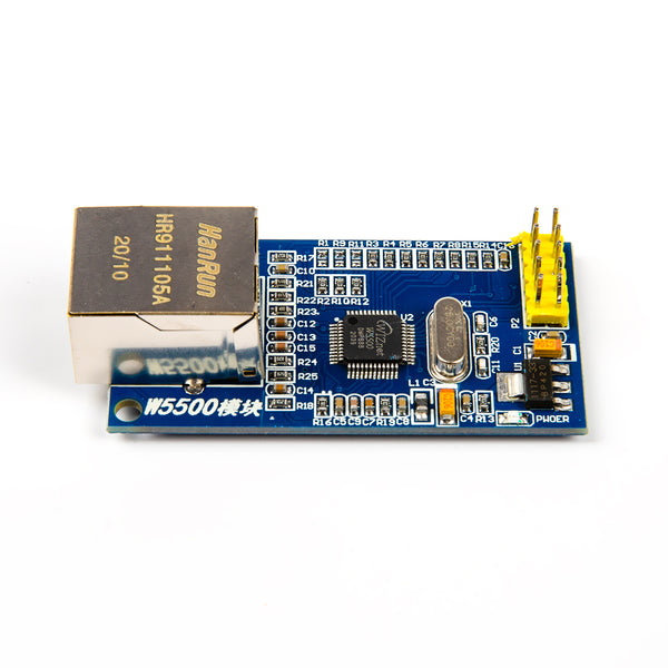 W5500 SPI Ethernet network module with RJ45 connector and pins for Arduino and ESP32 projects