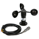 Wind speed sensor anemometer with three cups and long cable with connector for 0-5V analog output