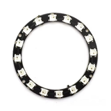 WS2812 16-LED RGB ring with black PCB for customizable color lighting projects