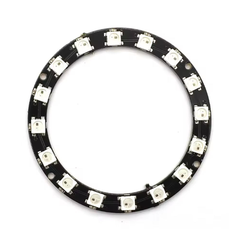 WS2812 16-LED RGB ring with black PCB for customizable color lighting projects
