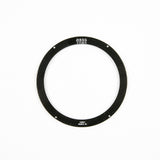 Backside view of WS2812 24-bit RGB LED ring showing black PCB with connection points for Arduino and ESP32
