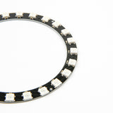 Close-up of WS2812 24-bit RGB LED ring with black PCB and individual LEDs for Arduino and ESP32 projects