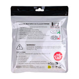 Back of WS2812B LED strip packaging showing warnings, manufacturer info, and installation instructions