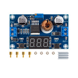 XL4015 adjustable DC-DC step-down module with digital voltmeter and included mounting hardware
